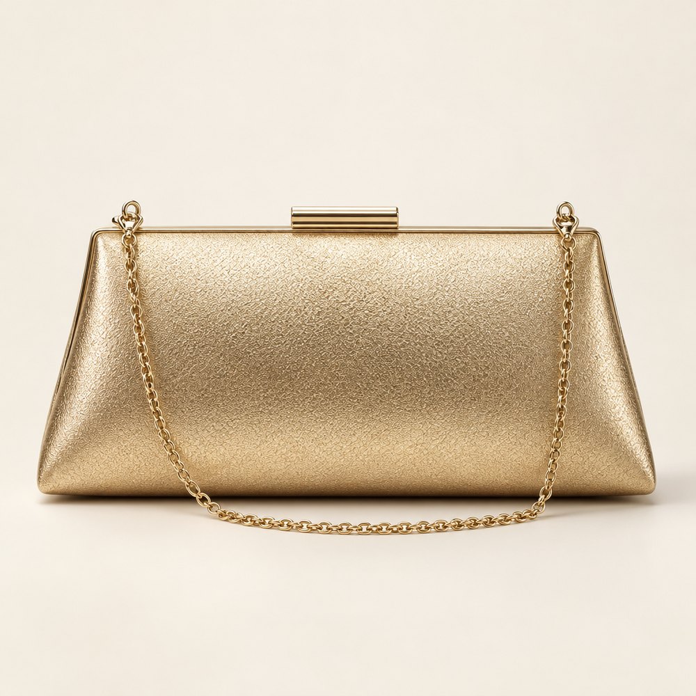 Metallic Evening Clutch, Gold