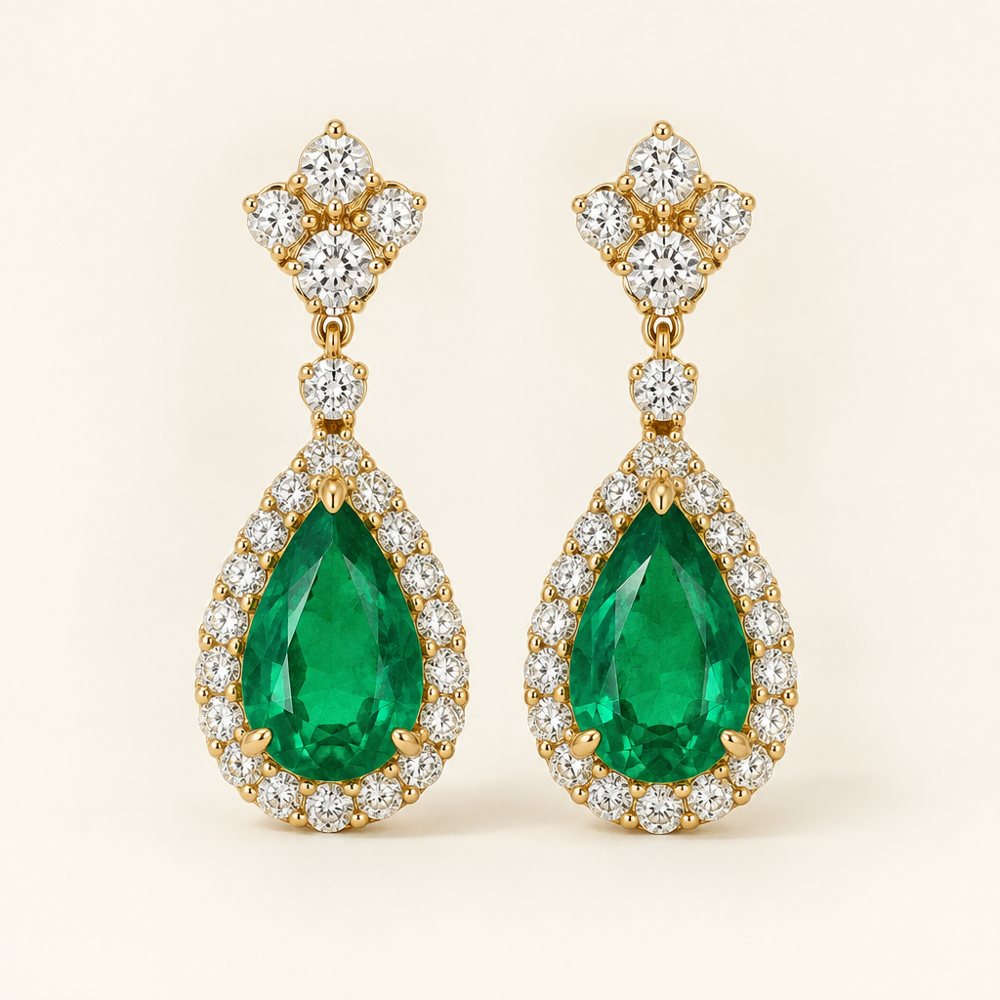 Emerald Pear Drop Earrings